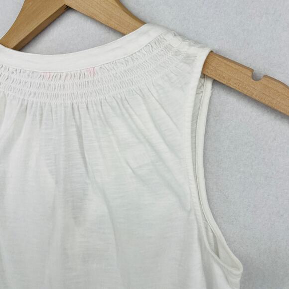 LILLY PULITZER Tank Top 2XS Essie Popover Smocked Palm Beach Slub Cotton White - Picture 7 of 15